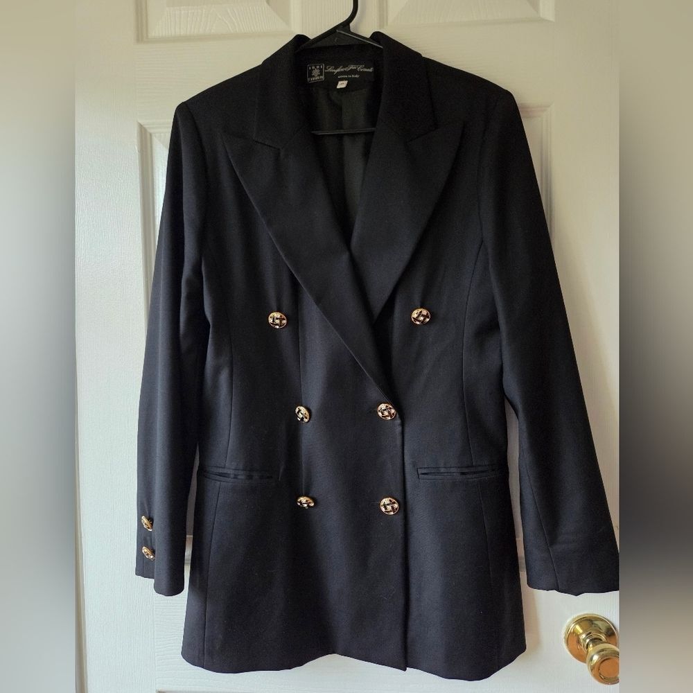 Cerruti 1881 Women's Black Double Breasted Peacoat Size 40 US 8 Wool Cashmere